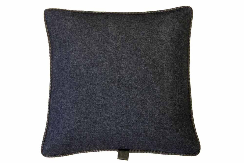 Grey Weave / Blue Melange, Navy with brown & white dots silk piping, 43x43
