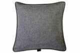 Grey Weave / Blue Melange, Navy with brown & white dots silk piping, 43x43