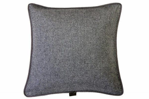 Grey Weave / Blue Melange, Navy with brown & white dots silk piping, 43x43