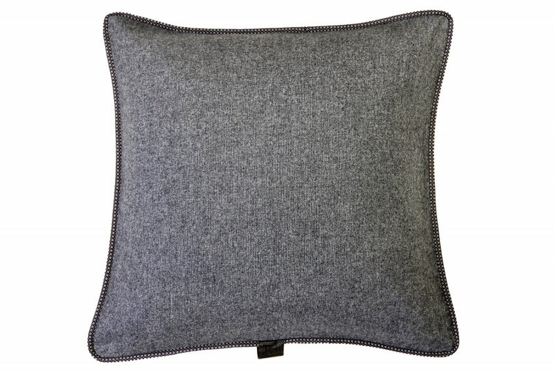 Grey Weave / Blue Melange, Navy with brown & white dots silk piping, 43x43