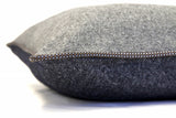 Grey Weave / Blue Melange, Navy with brown & white dots silk piping, 43x43
