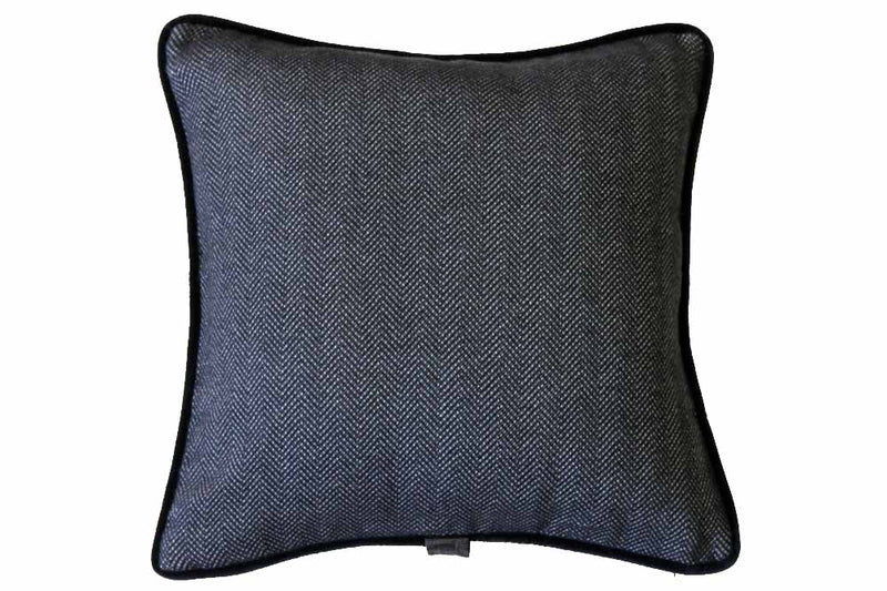 Sartorial Home Charcoal Chevron Cashmere Cushion, With Black velvet back and piping 43x43