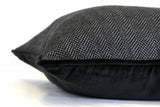 Sartorial Home Charcoal Chevron Cashmere Cushion, With Black velvet back and piping 58x58