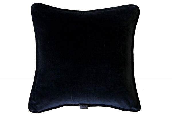 Sartoria Home Black & White Plaid Wool Cushion, With Black velvet back and piping 58x58