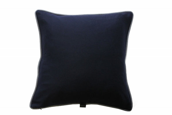 Sartorial Home Navy Loro Piana Cashmere Cushion, Grey Cashmere/Silk piping 58x58