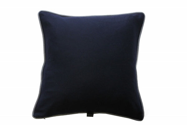 Sartorial Home Navy Loro Piana Cashmere Cushion, Grey Cashmere/Silk piping 53x53