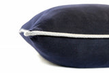 Sartorial Home Navy Loro Piana Cashmere Cushion, Grey Cashmere/Silk piping 53x53