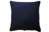 Sartorial Home Navy Loro Piana Cashmere Cushion, Beige Velvet Piping, 58x58