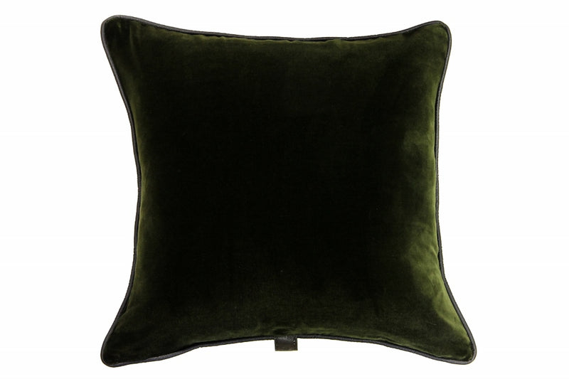 Sartorial Home Loden Velvet Cushion, With Black silk piping 48x48