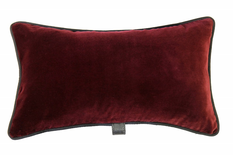 Sartorial Home Burgundy Velvet Cushion, With Black silk piping 48x48