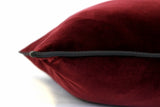 Sartorial Home Burgundy Velvet Cushion, With Black silk piping 48x48