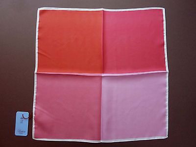 Battisti Napoli Pocket Square Strawberry Red/Pink  Quadrants Pure Silk
