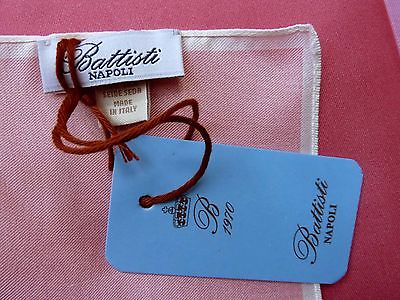 Battisti Napoli Pocket Square Strawberry Red/Pink  Quadrants Pure Silk
