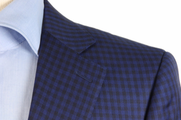 Benjamin Sport Coat Royal/Black check 2-button slim fit pure wool - Delfino