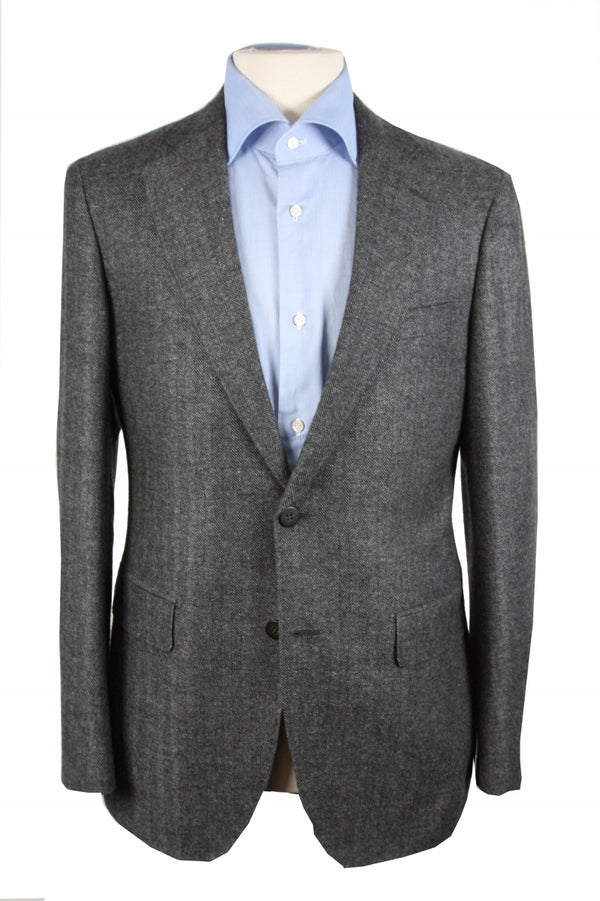 Benjamin Sport Coat Grey herringbone 2-button slim fit pure cashmere