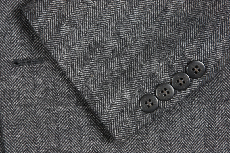 Benjamin Sport Coat Grey herringbone 2-button slim fit pure cashmere
