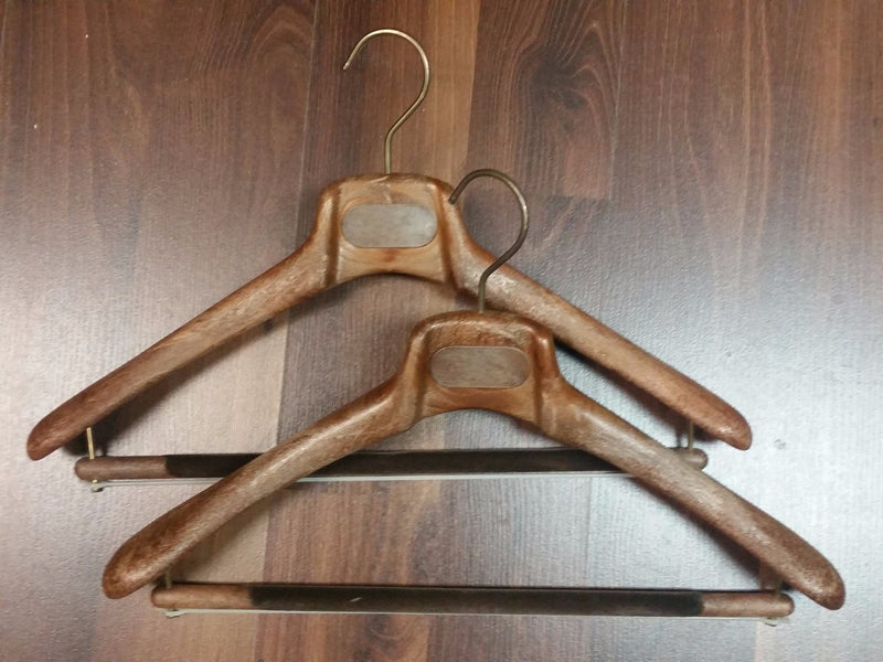 2 MAINETTI (Blank) Brown Heavy/Thick Suit Hangers Made in Italy 40cm 16"