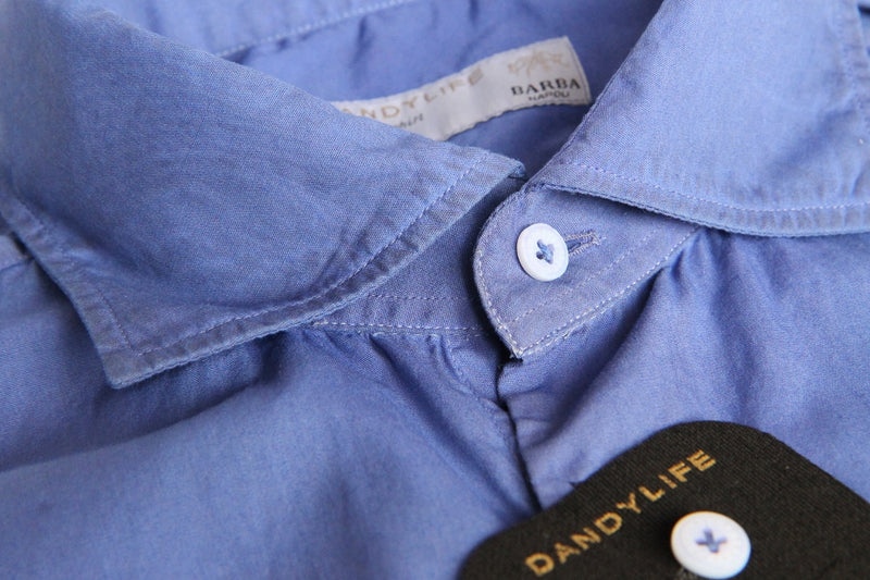 Barba Dandylife Shirt: Van Gogh blue, Spread collar, garment washed/dyed cotton