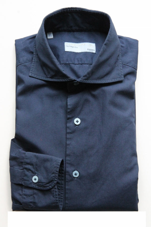 Barba Dandylife Shirt: Jeans blue, Spread collar, garment washed/dyed cotton