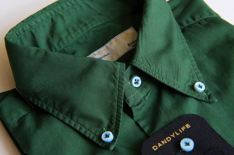 Barba Dandylife Shirt: Hunter green, Button down collar, garment washed/dyed cotton