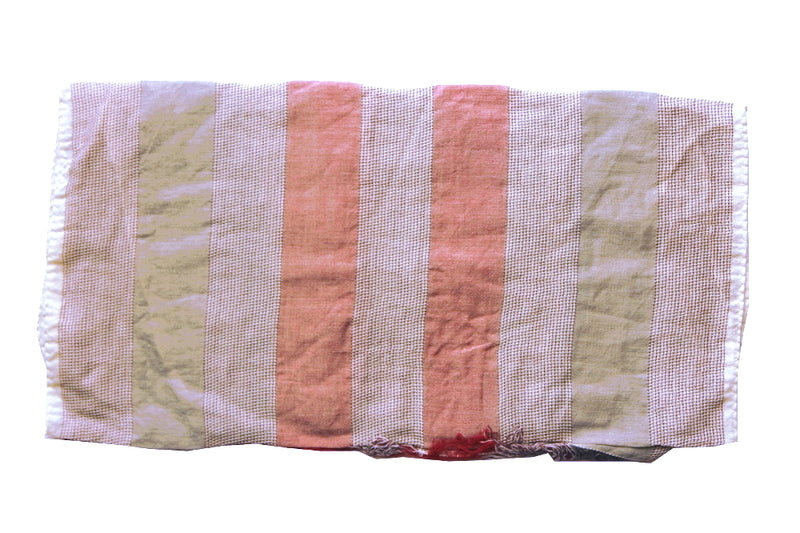 Battisti Scarf: Pale red & cement stripes Vintage cotton