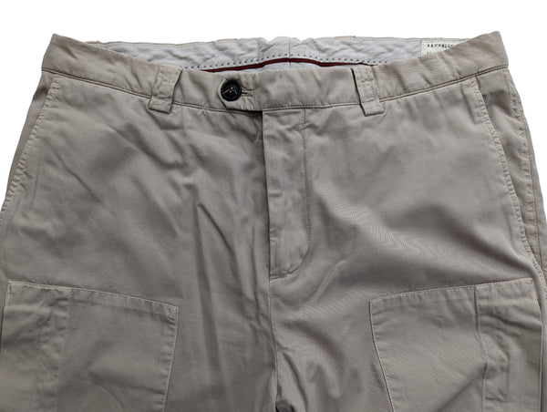 Brunello Cucinelli Trousers 36 Beige Front Cargo Pockets Cotton