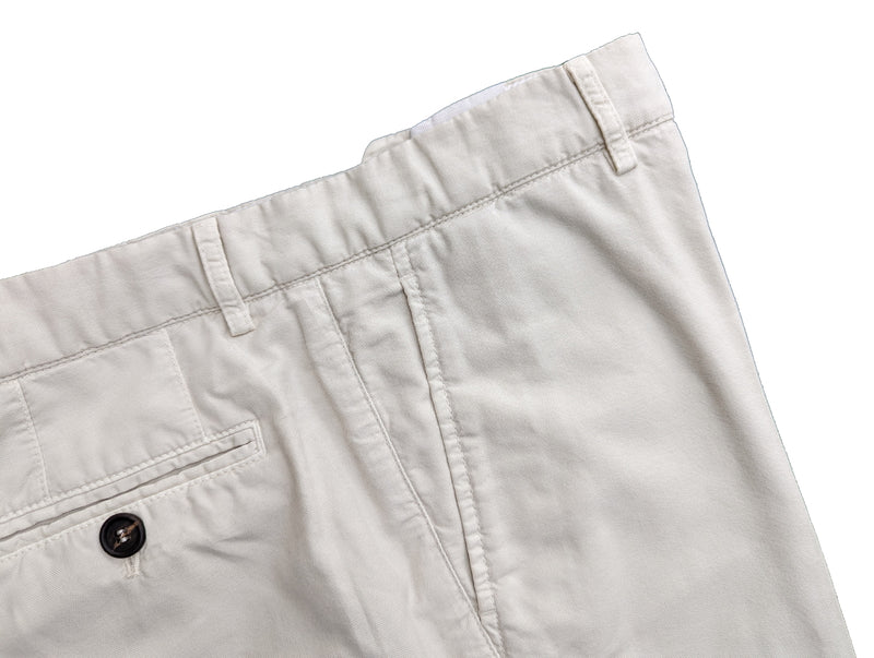Brunello Cucinelli Trousers 36 Light Beige Flat Front Cotton