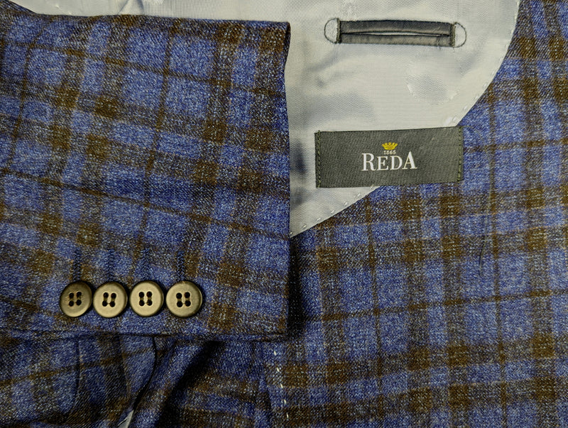Benjamin Reda Sport Coat Dark Blue Check 2-button Soft Shoulder Wool