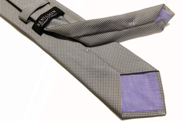 Benjamin Tie Silver grey weave silk