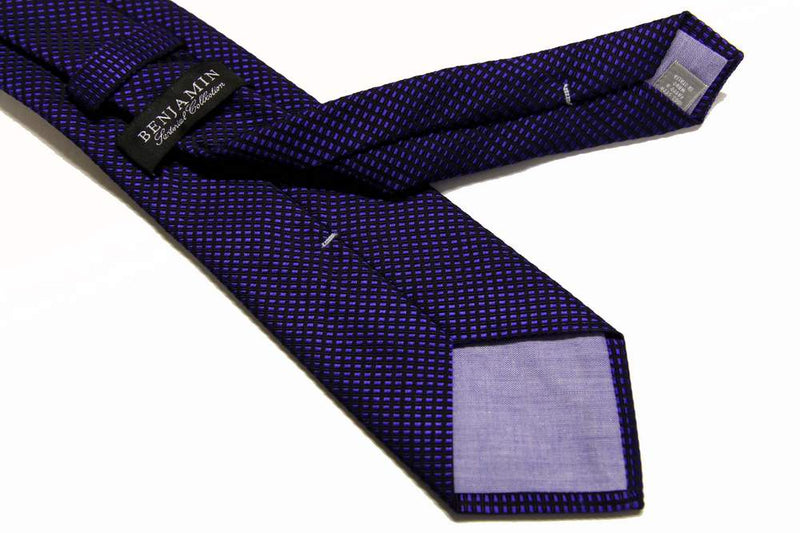 Benjamin Tie Bright blue/navy weave silk