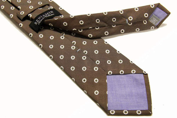 Benjamin Tie Light brown with circle pattern silk