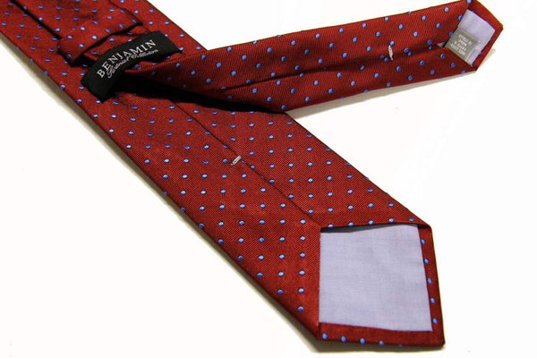 Benjamin Tie Red with sky polkadots silk