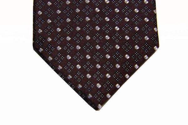 Benjamin Tie Burgundy with white woven pattern silk