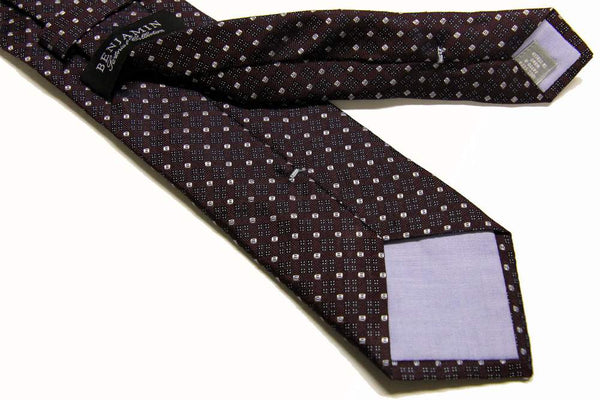 Benjamin Tie Burgundy with white woven pattern silk