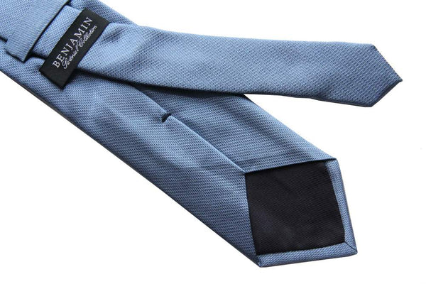 Benjamin Tie Solid light blue weave silk