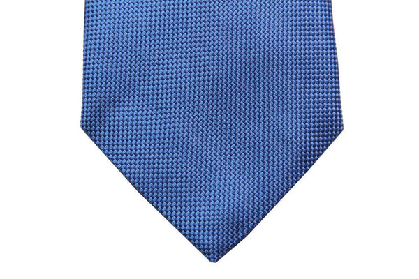 Benjamin Tie Solid mid blue weave silk