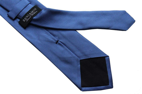 Benjamin Tie Solid mid blue weave silk