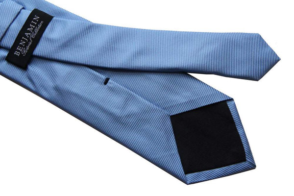 Benjamin Tie Solid sky blue ribbed silk