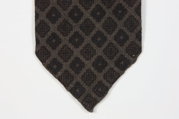 Borrelli Tie: Brown vintage diamond pattern, 3" wide, wool