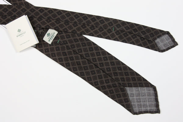 Borrelli Tie: Brown vintage diamond pattern, 3" wide, wool