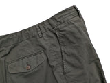 Brioni Trousers 35/36 Olive Green Flat Front Pure Cotton