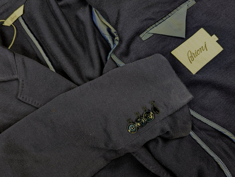 Brioni Unconstructed Sport Coat 40L Washed Navy Blue Cotton