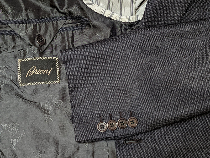 Brioni Suit: 42R Charcoal birdseye, Brunico 2-button, wool