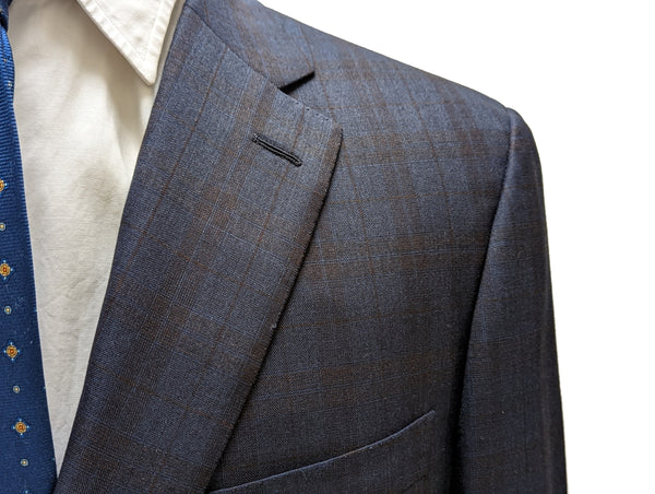 Brioni Suit: 42R Navy blue subtle plaid, Brunico 2-button, 160s wool