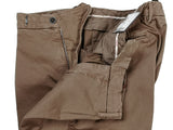 Gio Zubon by LBM 1911 Trousers 35/36, Washed brown Pleated front Slim fit Cotton/Elastane