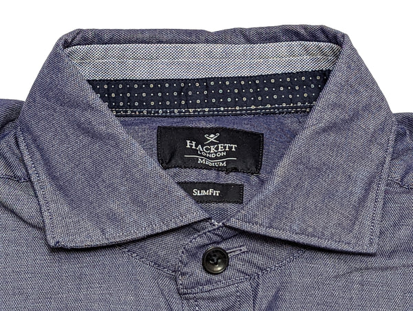 Hackett London Shirt Medium Blue Slim Fit Cotton Stretch