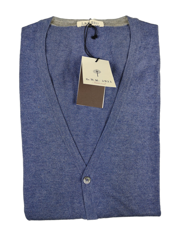 LBM 1911 Sweater Medium/50, Soft heather blue Cardigan Vest Silk/Cashmere
