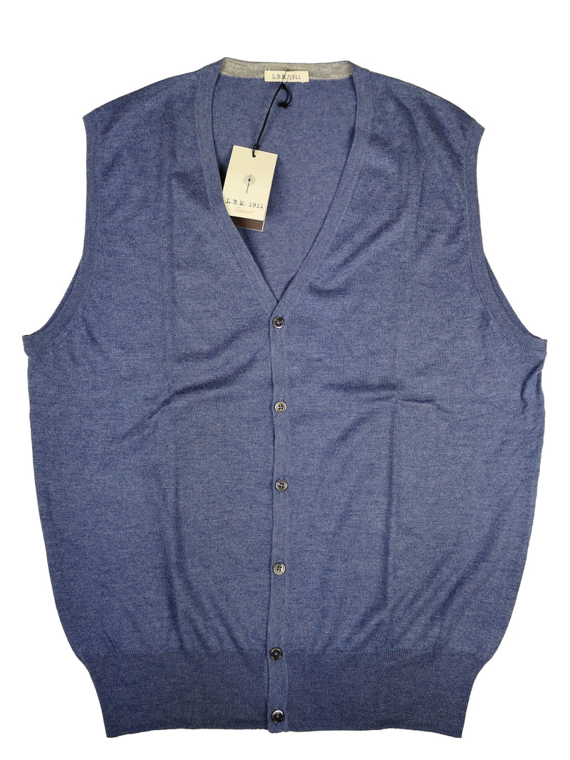 LBM 1911 Sweater Medium/50, Soft heather blue Cardigan Vest Silk/Cashmere