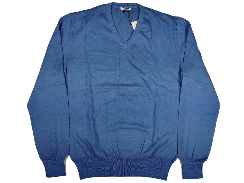 LBM 1911 Sweater Medium/50, Sky blue V-neck Pure cotton