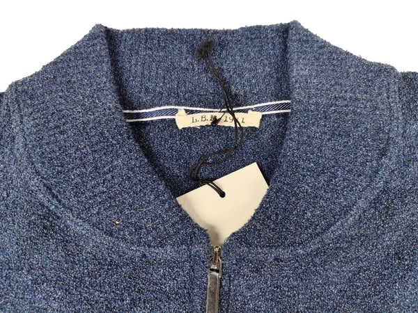 LBM 1911 Sweater Medium/50, Blue melange Zip cardigan Cotton blend